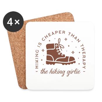 Hiker girlie funny hiking therapy mountain sports - Coasters (set of 4) - white - Front