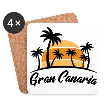 Gran Canaria Sonnenuntergang mit Palmen - Untersetzer (4er-Set) - Weiß - Vorne