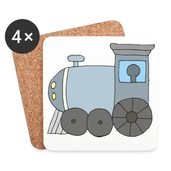 Conception de locomotive à vapeur enfantine aux couleurs pastel - Dessous de verre (lot de 4) - blanc - Devant