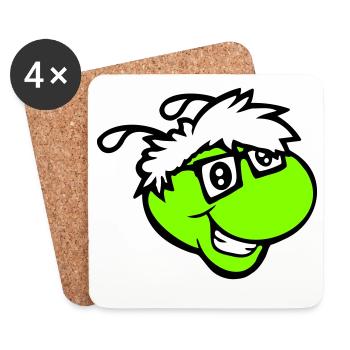 Nerd Caterpillar Intelligent Geek Worm Horn-rimmed Glasses Smart - Coasters (set of 4) - white - Front