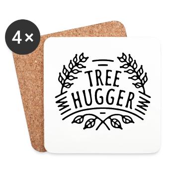 Tree hugger forest trees lover funny humor - Coasters (set of 4) - white - Front