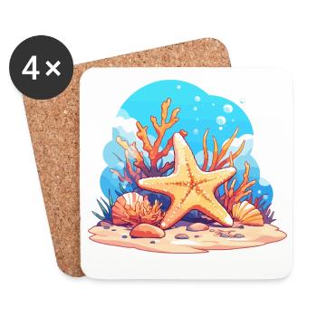 Étoile de mer Étoile de mer - Dessous de verre (lot de 4) - blanc - Devant