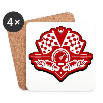 Drapeau de course, compteur de vitesse d'échappement - Dessous de verre (lot de 4) - blanc - Devant