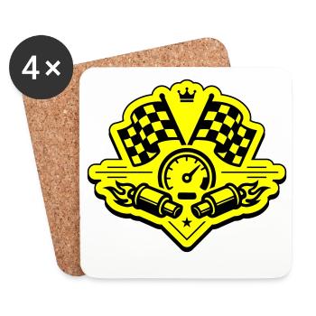 Racing racing flag exhaust speedometer - Coasters (set of 4) - white - Front