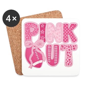 Pink Out Cancer du sein Football - Dessous de verre (lot de 4) - blanc - Devant
