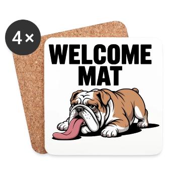 Tapis de bienvenue Bulldog - Dessous de verre (lot de 4) - blanc - Devant