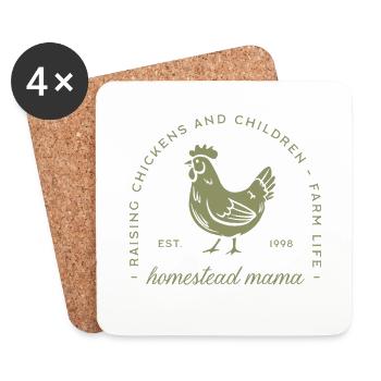 Homestead Mama Mama lustig Huhn Liebhaber Muttertag - Untersetzer (4er-Set) - Weiß - Vorne