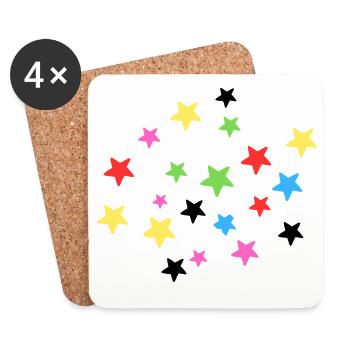 Colorful star explosion on fabric - Coasters (set of 4) - white - Front