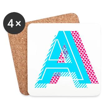 Initial letter A - Coasters (set of 4) - white - Front