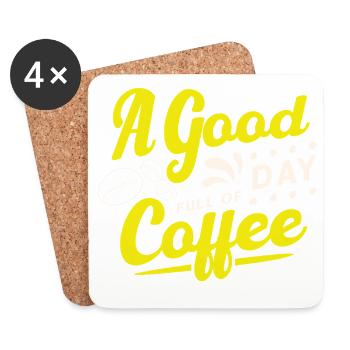 Good day starts with coffee - Untersetzer (4er-Set) - Weiß - Vorne