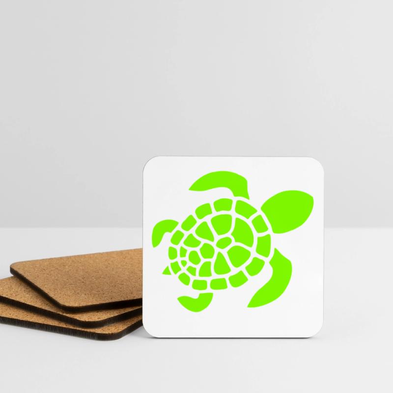 Turtle Logo Turtle Shell Pattern Icon Coasters (set of 4)