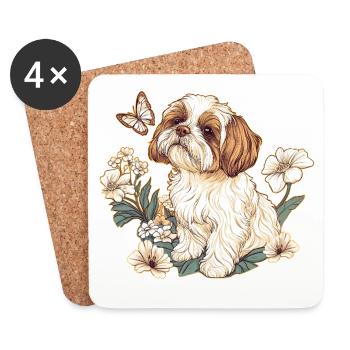 shih tzu - Coasters (set of 4) - white - Front