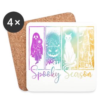 Spooky Season — Ghost & Pumpkin Haunted Vibes - Coasters (set of 4) - white - Front