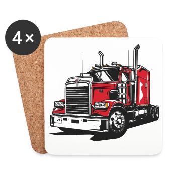Illustration de la ligne de camion rouge - Dessous de verre (lot de 4) - blanc - Devant