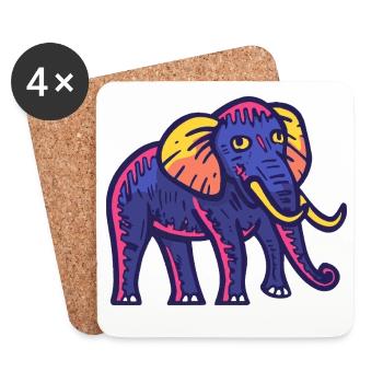 Mammut Halloween Elefant Zombie - Untersetzer (4er-Set) - Weiß - Vorne