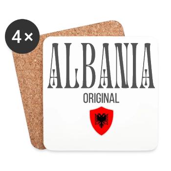 J’adore l’Albanie, made in Albania - Dessous de verre (lot de 4) - blanc - Devant