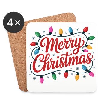 Merry Christmas Luminous String Lights - Coasters (set of 4) - white - Front