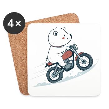 Rider polaire sur moto - Dessous de verre (lot de 4) - blanc - Devant