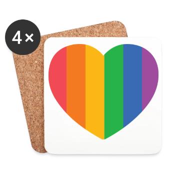 Herz mit Pride Streifen - Untersetzer (4er-Set) - Weiß - Vorne