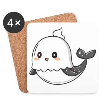 Whale Halloween Ghost - Coasters (set of 4) - white - Front
