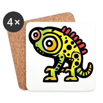 Caméléon Halloween Bande dessinée drôle - Dessous de verre (lot de 4) - blanc - Devant