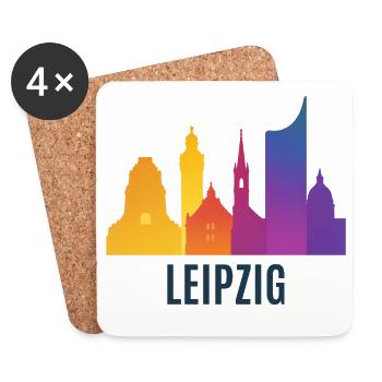 Leipzig Skyline Gradient - Coasters (set of 4) - white - Front