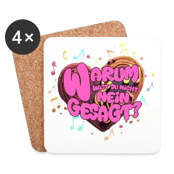 Heart Music Schlager Music Kelly Kaiser Lyrics - Coasters (set of 4) - white - Front