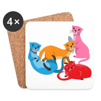 Seeotter Cartoon Fischotter - Untersetzer (4er-Set) - Weiß - Vorne
