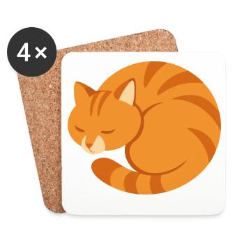 Orangefarbene schlafende Katze im minimalistischen Stil - Untersetzer (4er-Set) - Weiß - Vorne