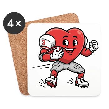Niedliches Herz Fußballspieler Cartoon Maskottchen Kunst - Untersetzer (4er-Set) - Weiß - Vorne