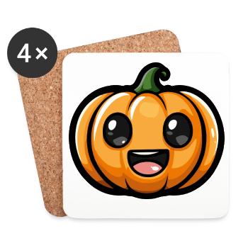 Kürbis Halloween Herbst Comic - Untersetzer (4er-Set) - Weiß - Vorne