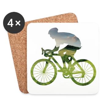 Nature silhouette cycliste à la campagne - Dessous de verre (lot de 4) - blanc - Devant
