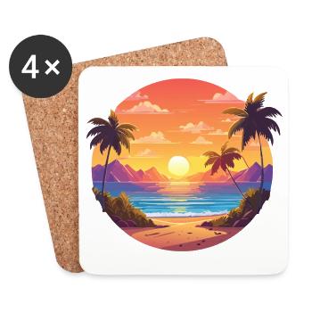 Sunset Palm Bay - Coasters (set of 4) - white - Front