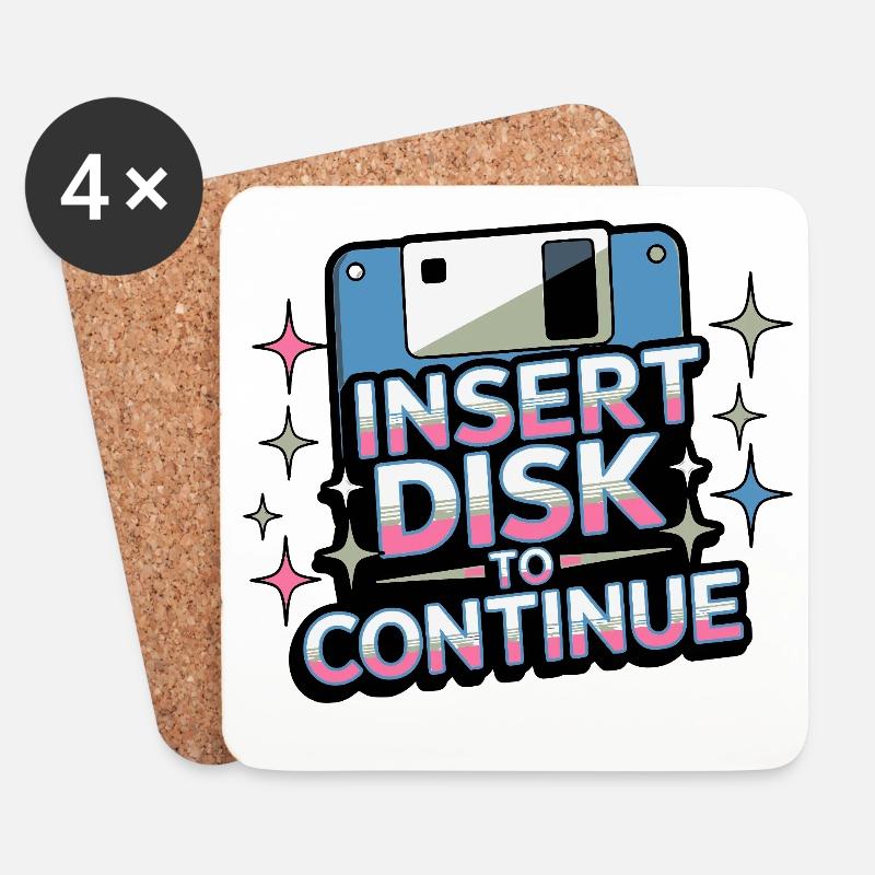Y2K Retro – Insert Disk to Continue - Untersetzer (4er-Set) - Weiß