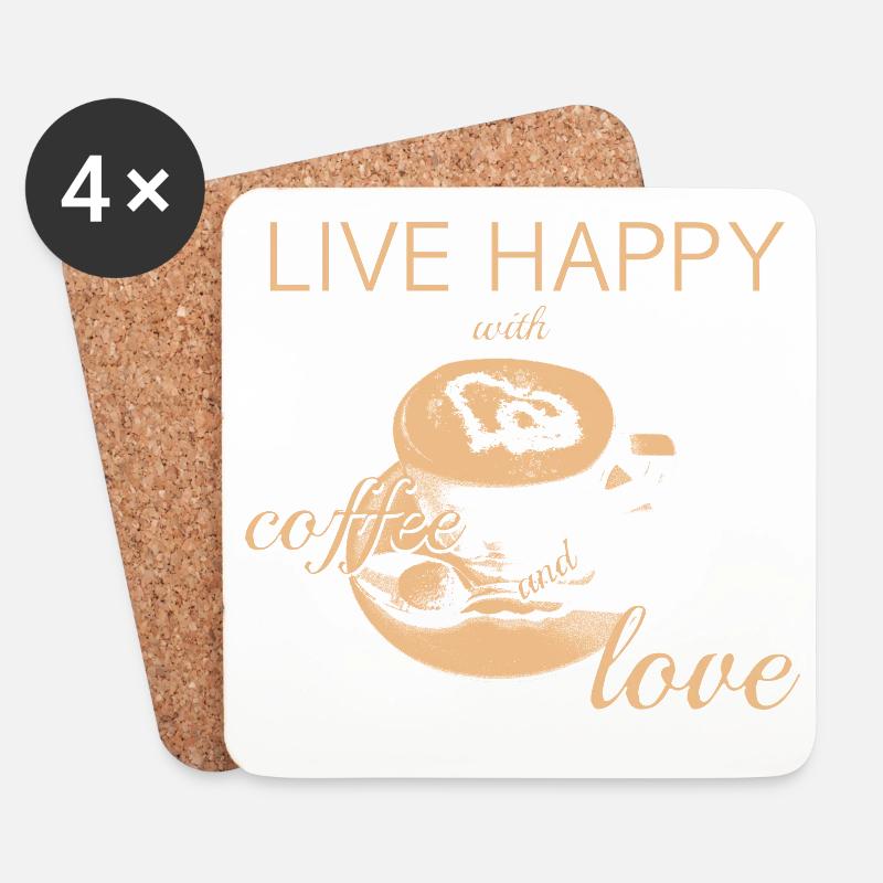 LIVE HAPPY - Untersetzer (4er-Set) - Weiß