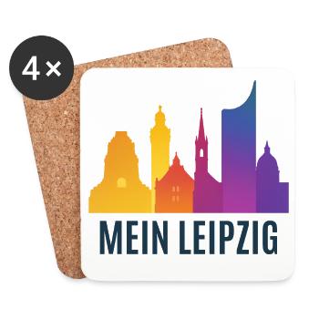 Leipzig Farbverlauf Skyline - Untersetzer (4er-Set) - Weiß - Vorne