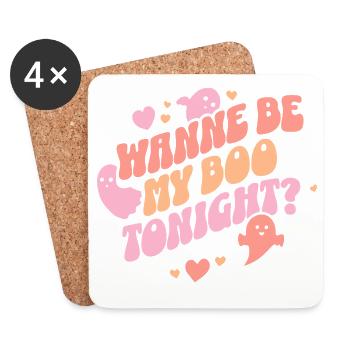 Wanne be my boo tonight ? Halloween Spooky Season - Coasters (set of 4) - white - Front