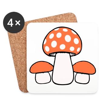 3 Pilze Drei Gruppe Gepunktet Familie Fungi Natur - Untersetzer (4er-Set) - Weiß - Vorne