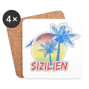 La Sicile comme vacances - Dessous de verre (lot de 4) - blanc - Devant
