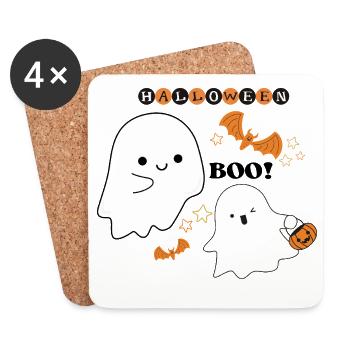 Little Ghosts Halloween Scene - Coasters (set of 4) - white - Front