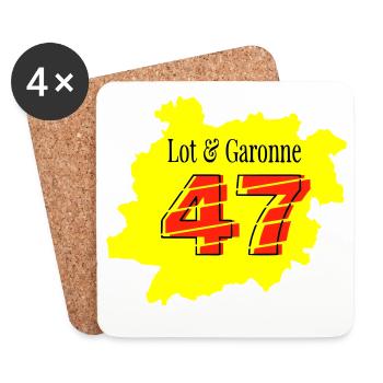 Carte Lot et Garonne 47  - Dessous de verre (lot de 4) - blanc - Devant