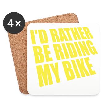 Cyclisme Je préfère rouler sur mon vélo jaune - Dessous de verre (lot de 4) - blanc - Devant