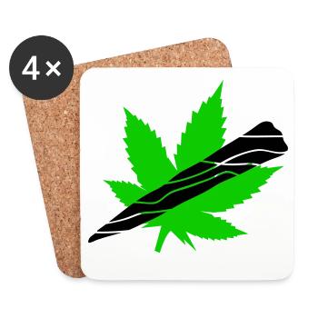 Néon Feuille De Cannabis Graphique - Dessous de verre (lot de 4) - blanc - Devant