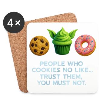Lustiges Cookie Donut Muffin Shirt für süße Liebhaber - Untersetzer (4er-Set) - Weiß - Vorne