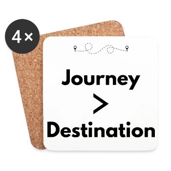 Journey > Destination – Abenteuer Shirt - Untersetzer (4er-Set) - Weiß - Vorne