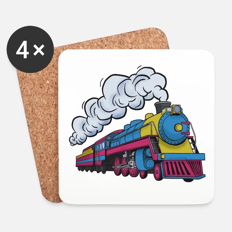 Dampflokomotive Farbexplosion - Untersetzer (4er-Set) - Weiß