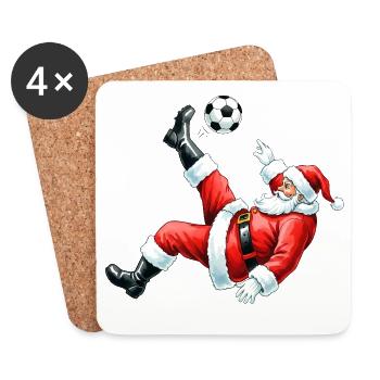 Football du Père Noël - Dessous de verre (lot de 4) - blanc - Devant