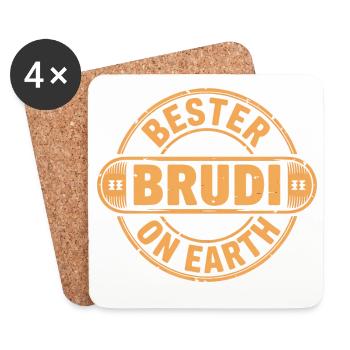 Bester Brudi Bruder - Untersetzer (4er-Set) - Weiß - Vorne