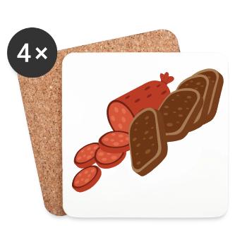 Salami Brot Cartoon - Untersetzer (4er-Set) - Weiß - Vorne