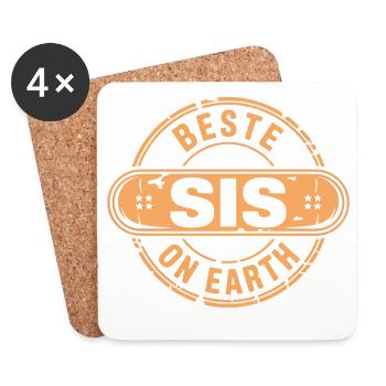 Beste Sis Geschenk Schwester - Untersetzer (4er-Set) - Weiß - Vorne